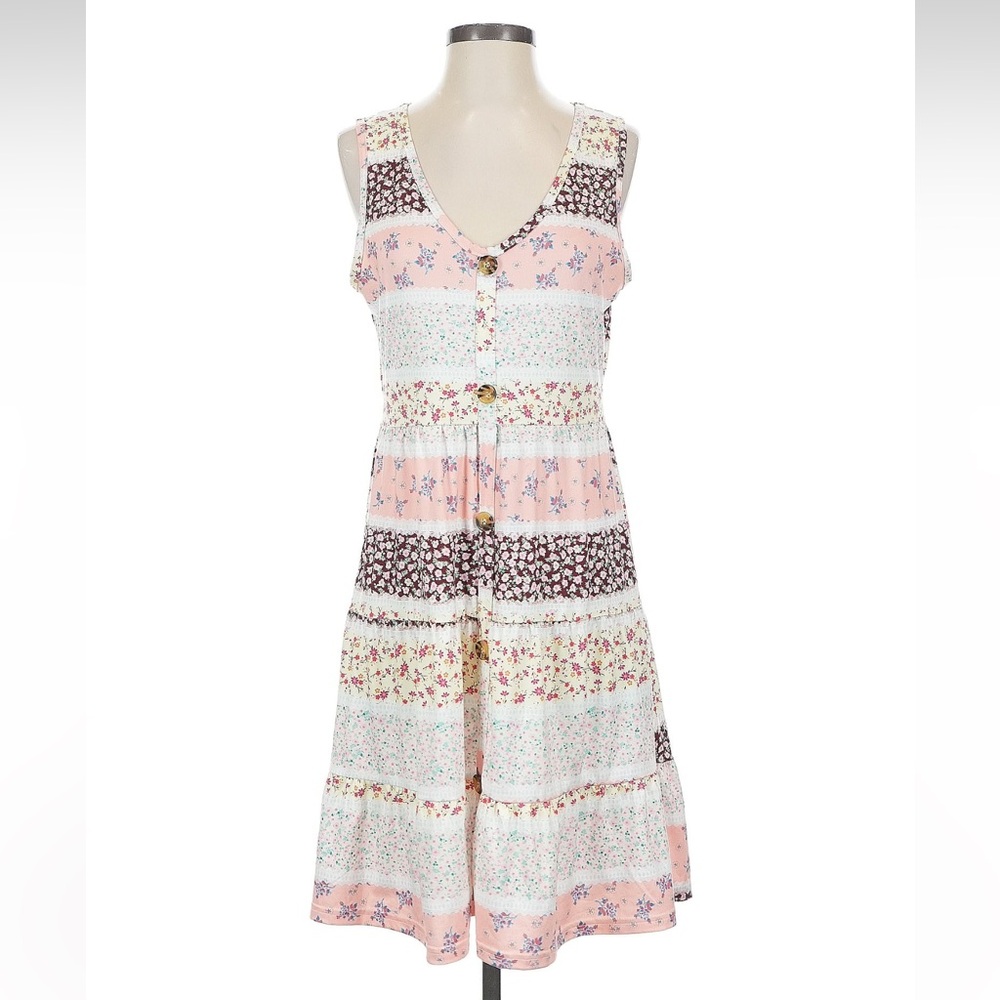 Love U Dear Boho Patchwork Print Button Down Flow… - image 1